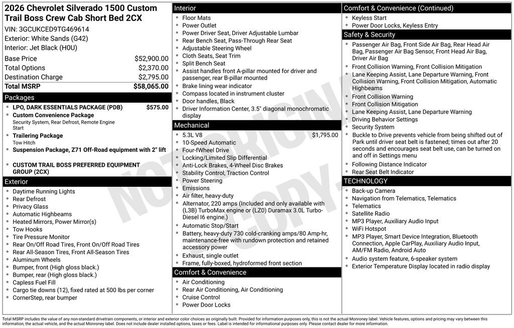2026 Chevrolet Silverado 1500 Custom Trail Boss Commerce GA