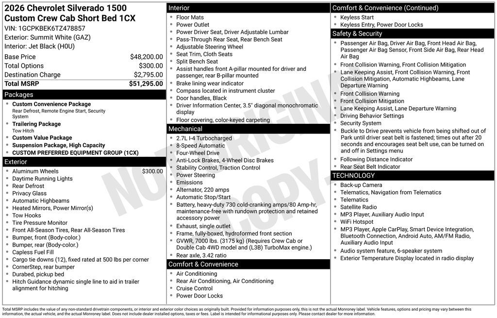 2026 Chevrolet Silverado 1500 Custom Commerce GA