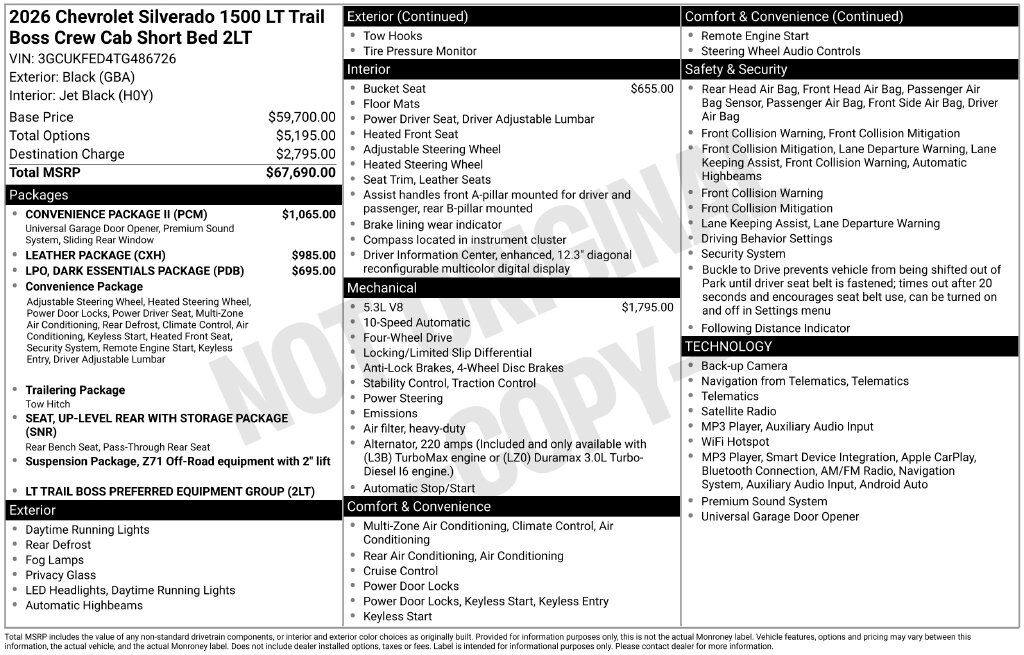 2026 Chevrolet Silverado 1500 LT Trail Boss Commerce GA