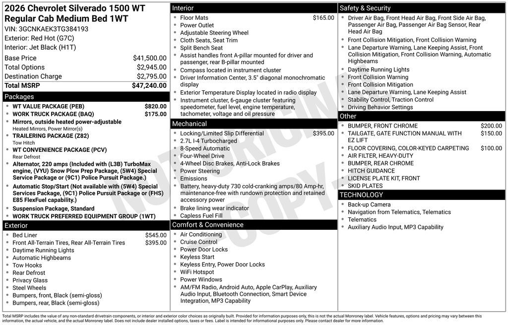 2026 Chevrolet Silverado 1500 WT Commerce GA