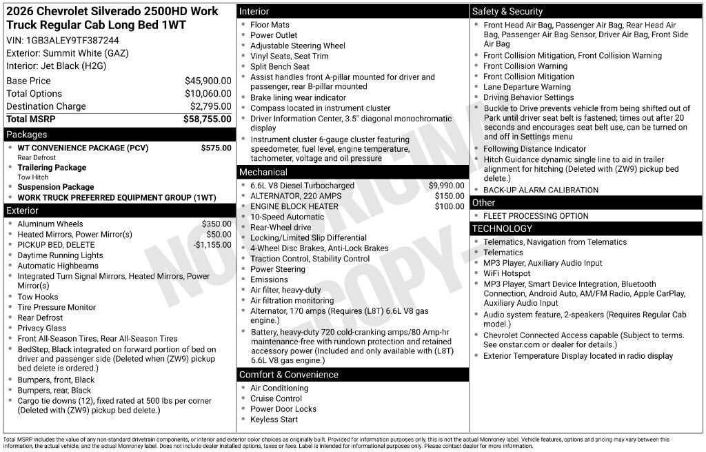 2026 Chevrolet Silverado 2500HD Work Truck Commerce GA