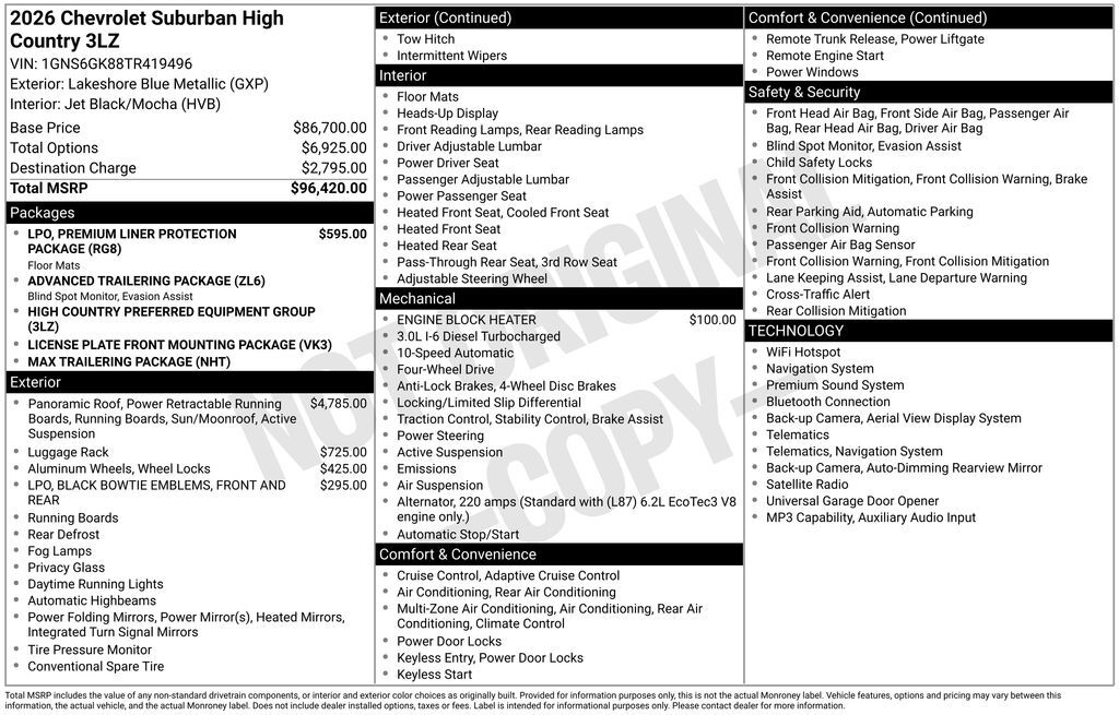 2026 Chevrolet Suburban High Country Commerce GA