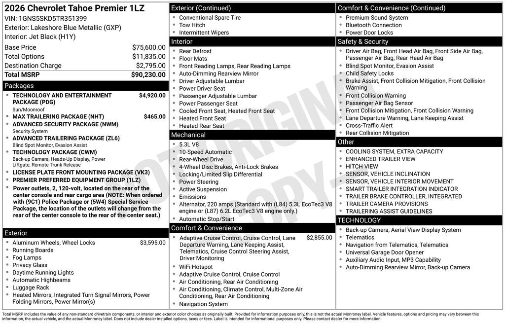 2026 Chevrolet Tahoe Premier Commerce GA