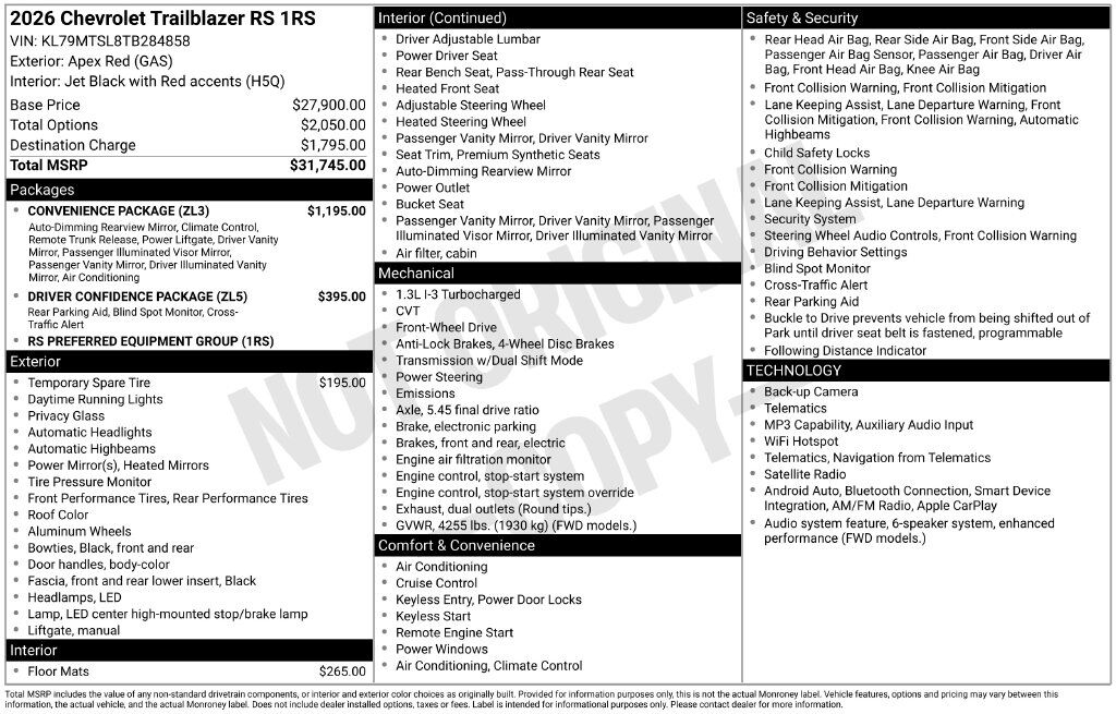 2026 Chevrolet TrailBlazer RS Commerce GA