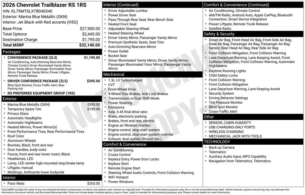 2026 Chevrolet TrailBlazer RS Commerce GA