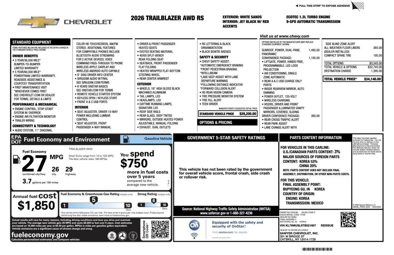 2026 Chevrolet Trailblazer RS AWD Tallmadge OH