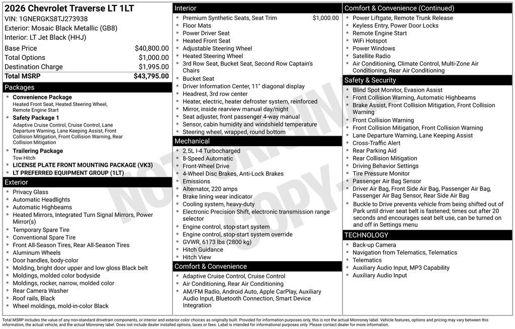 2026 Chevrolet Traverse LT Commerce GA