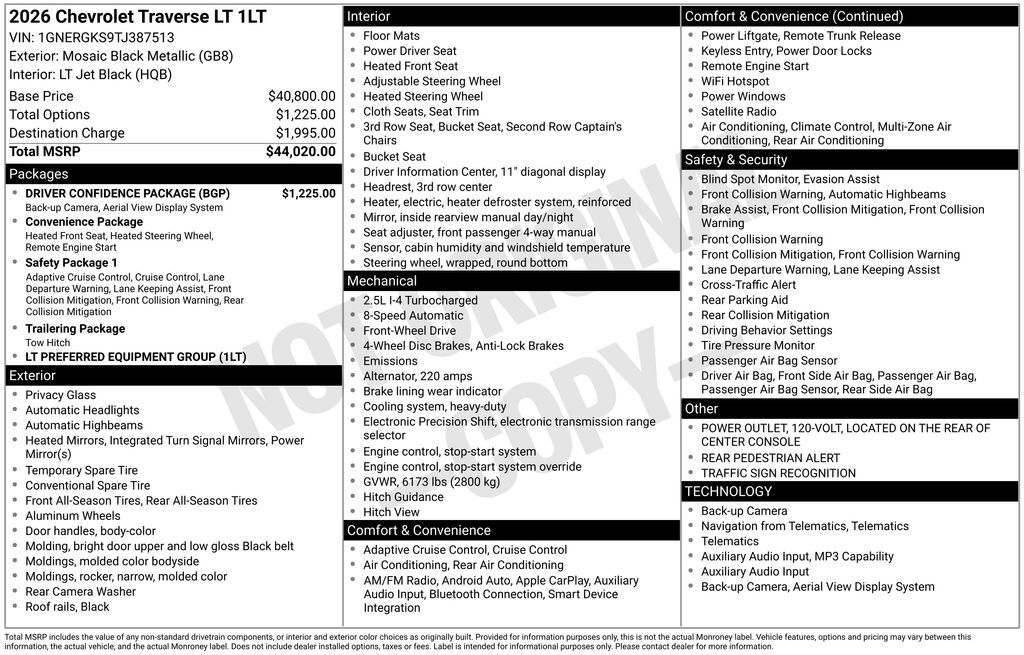 2026 Chevrolet Traverse LT Commerce GA