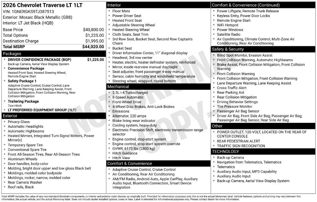 2026 Chevrolet Traverse LT Commerce GA