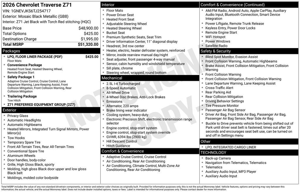 2026 Chevrolet Traverse Z71 Commerce GA