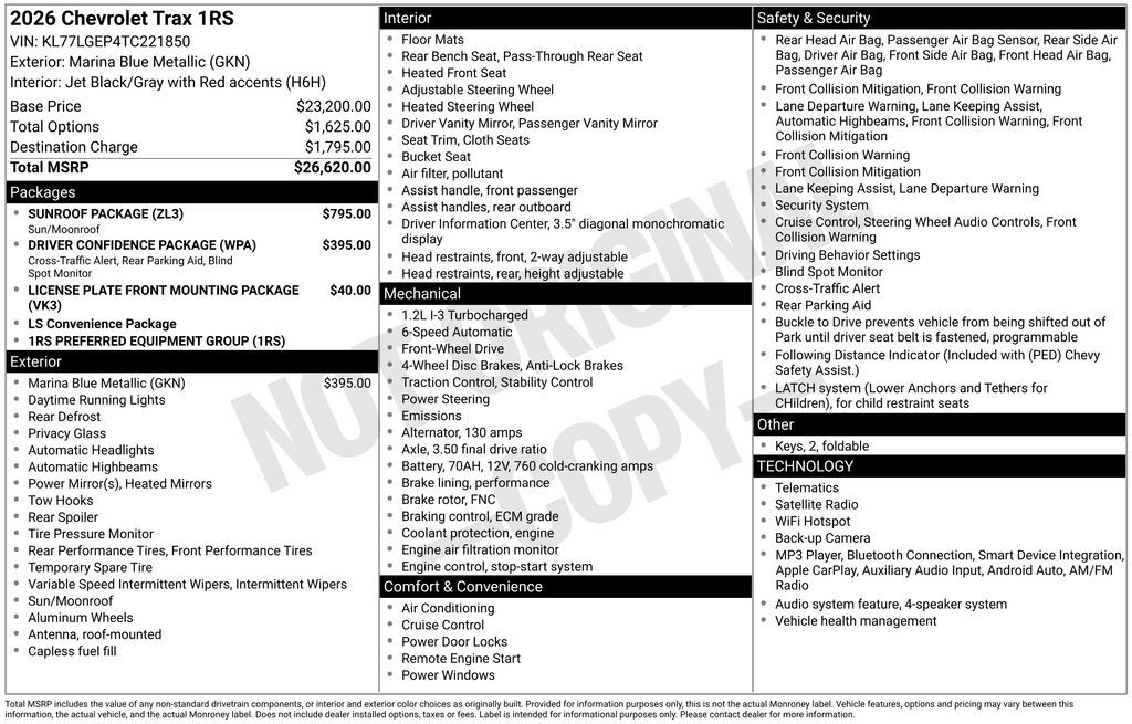 2026 Chevrolet Trax 1RS Commerce GA
