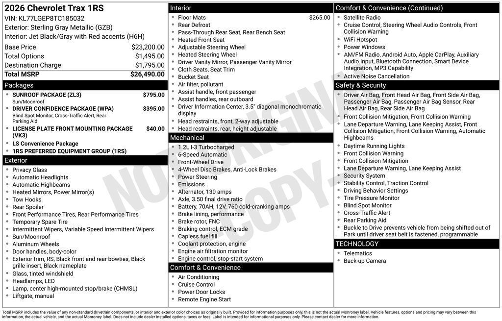 2026 Chevrolet Trax 1RS Commerce GA