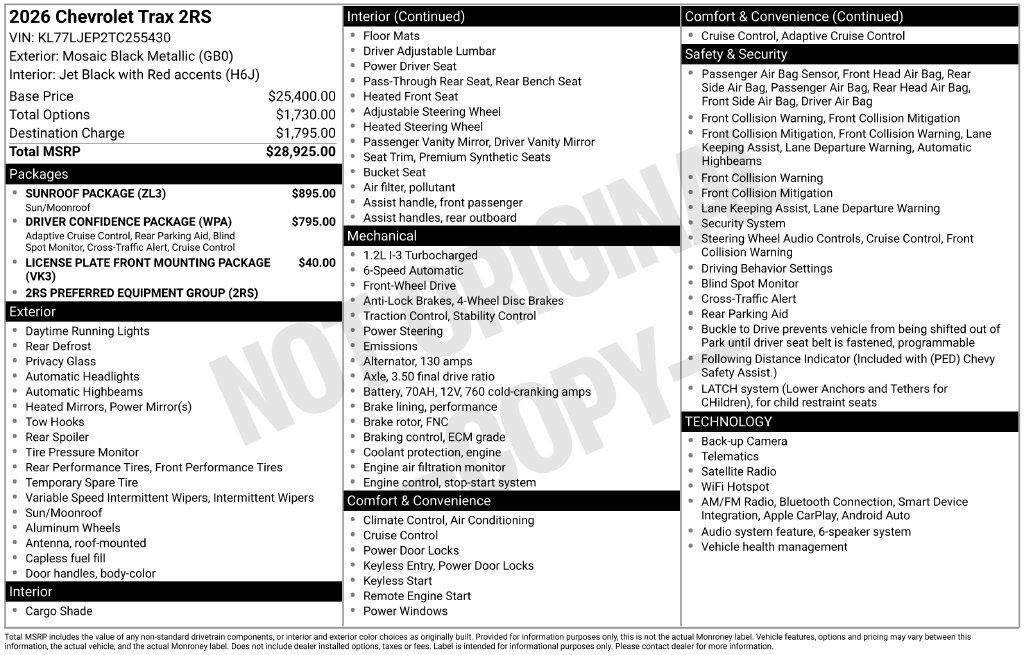 2026 Chevrolet Trax 2RS Commerce GA