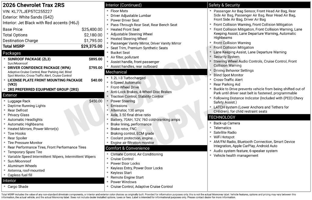 2026 Chevrolet Trax 2RS Commerce GA