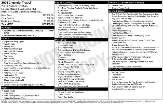 2026 Chevrolet Trax LT Raleigh NC