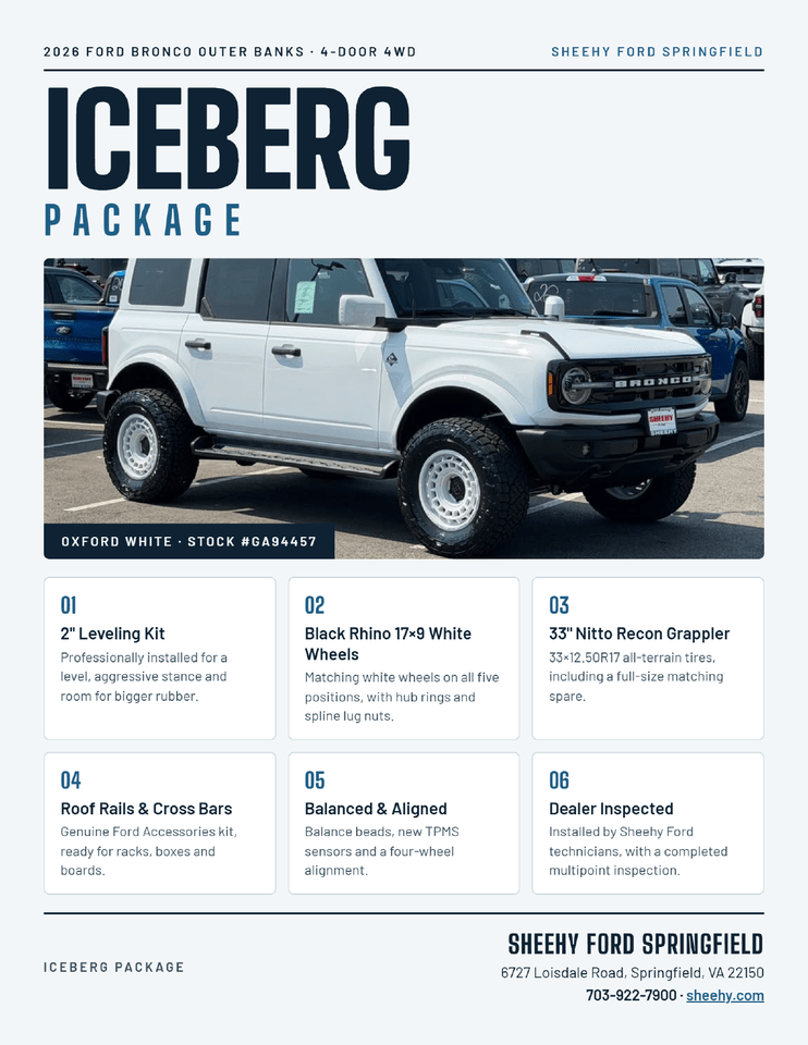 2026 Ford Bronco Outer Banks ICEBERG PACKAGE Springfield VA