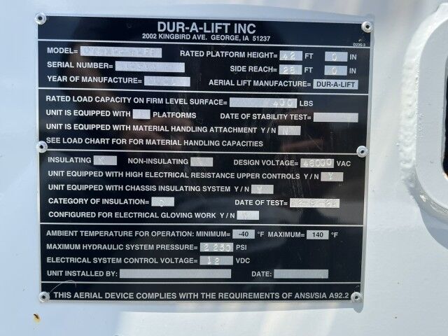 2026 Ford F-600XL Dur-A-Lift DTAX2-42 Bucket Truck Homestead FL
