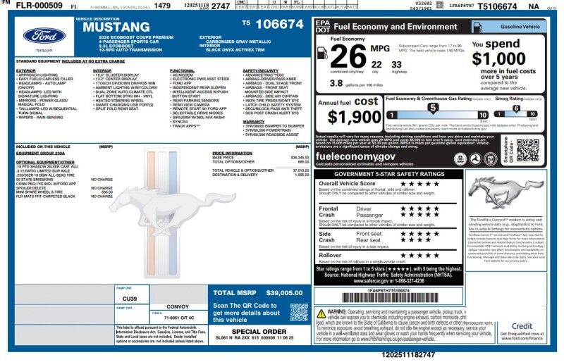 2026 Ford Mustang EcoBoost Premium - LIKE NEW - ONLY 9000 MILES Whitinsville MA