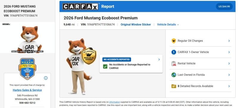 2026 Ford Mustang EcoBoost Premium - LIKE NEW - ONLY 9000 MILES Whitinsville MA