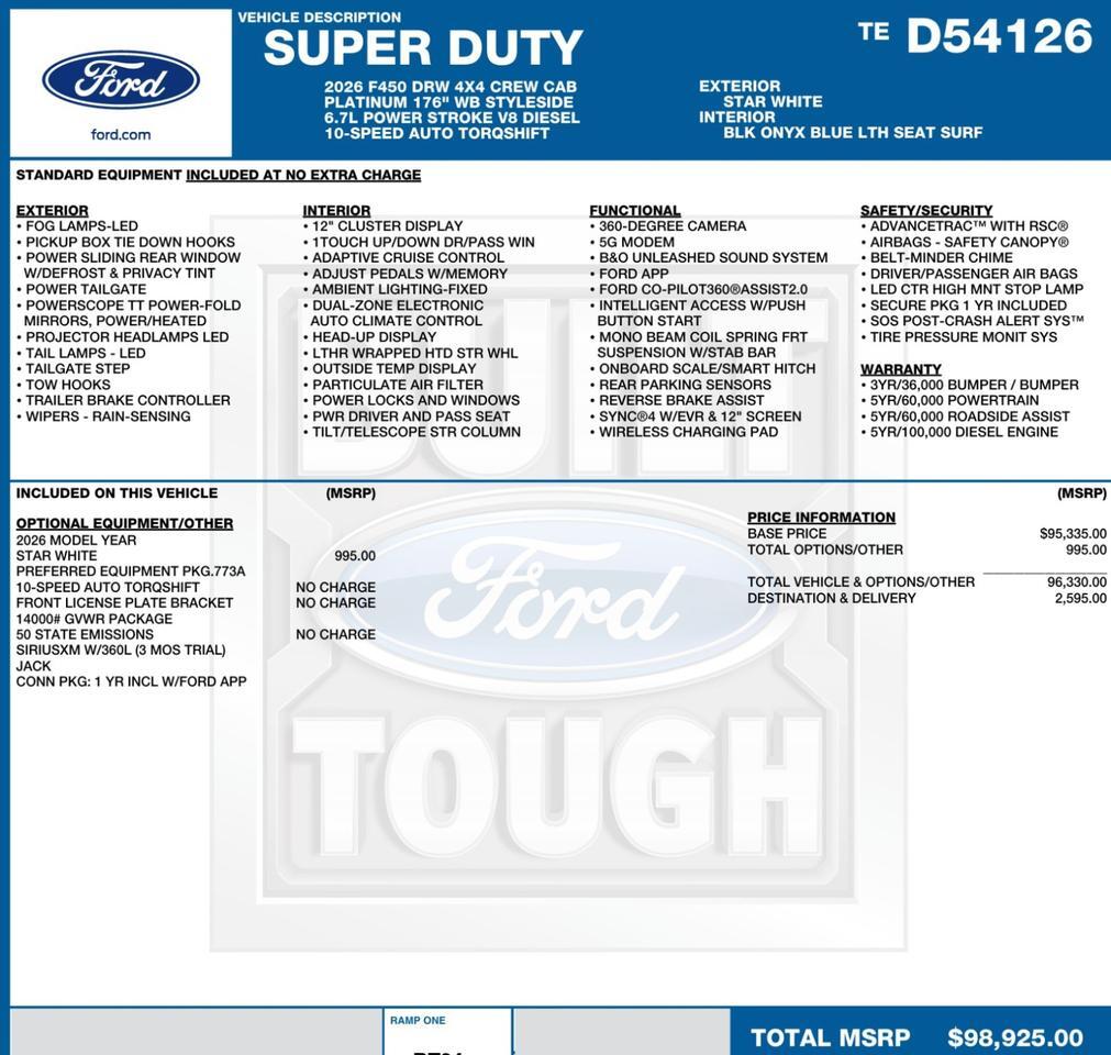 2026 Ford Super Duty F-450 Platinum 4X4 / DRW / 6.7L V8 Diesel / Coming Soon! Lincolnton NC