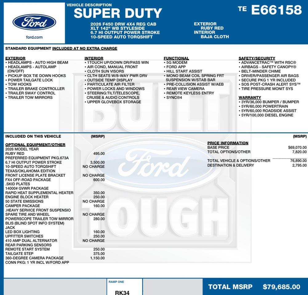 2026 Ford Super Duty F-450 XLT 4X4 / DRW / HO Diesel / UPGRADES / Leather! Lincolnton NC