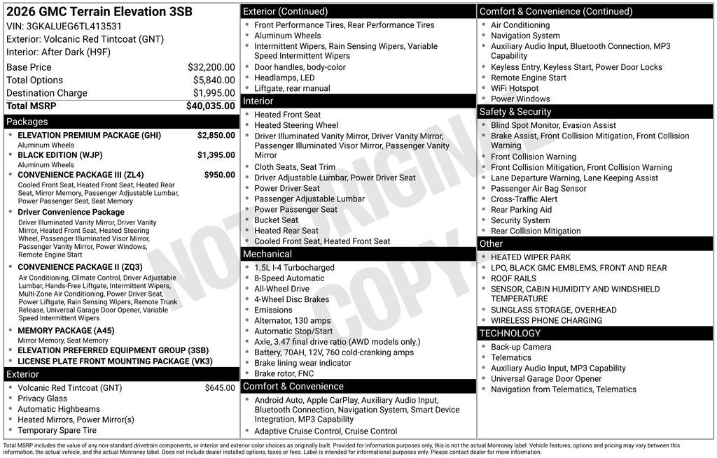 2026 GMC Terrain Elevation Tucson AZ