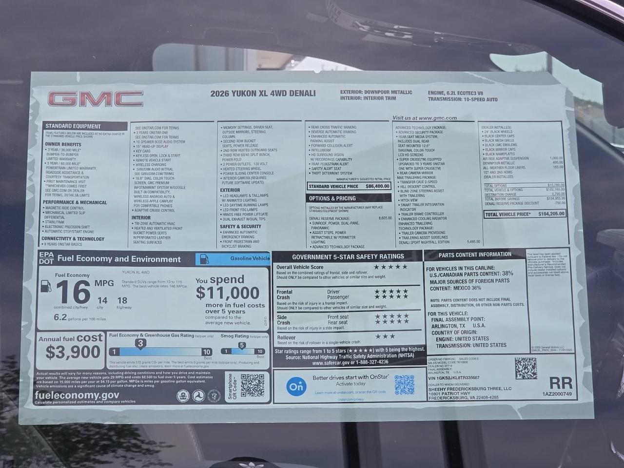 2026 GMC Yukon XL Denali Fredericksburg VA