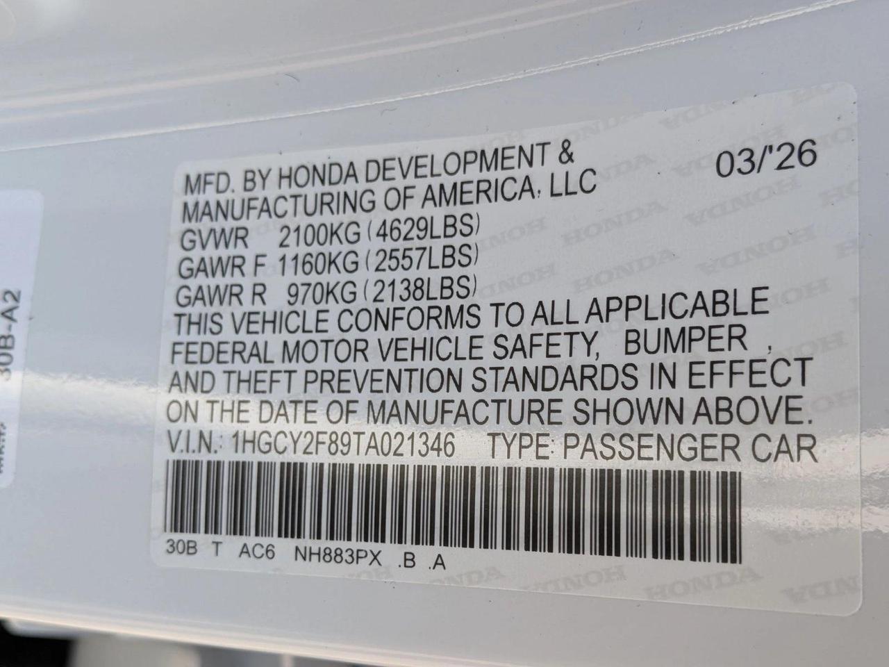 2026 Honda Accord Hybrid Touring Roseville CA