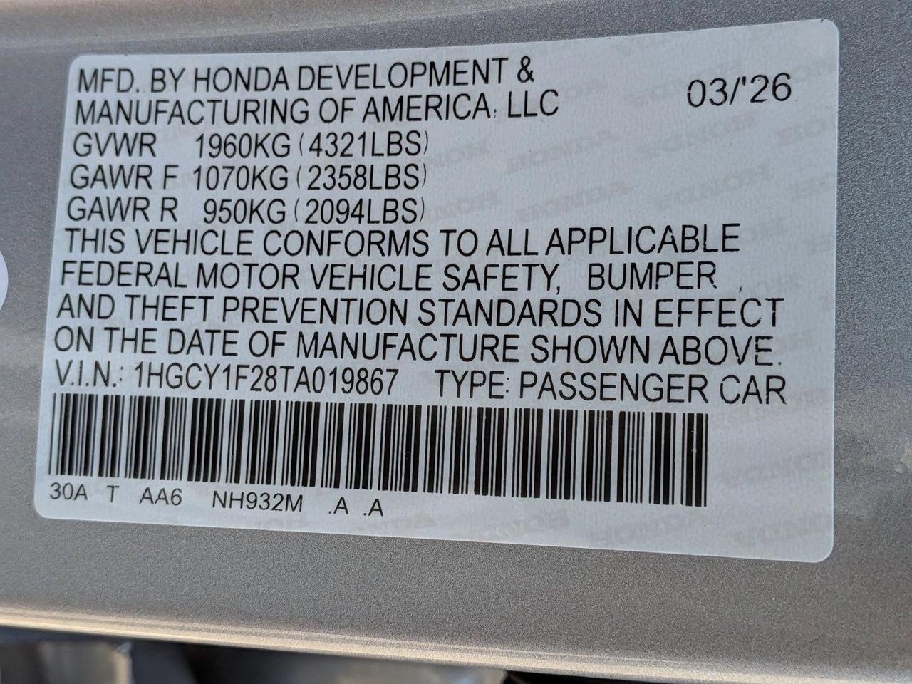 2026 Honda Accord Sedan LX Roseville CA