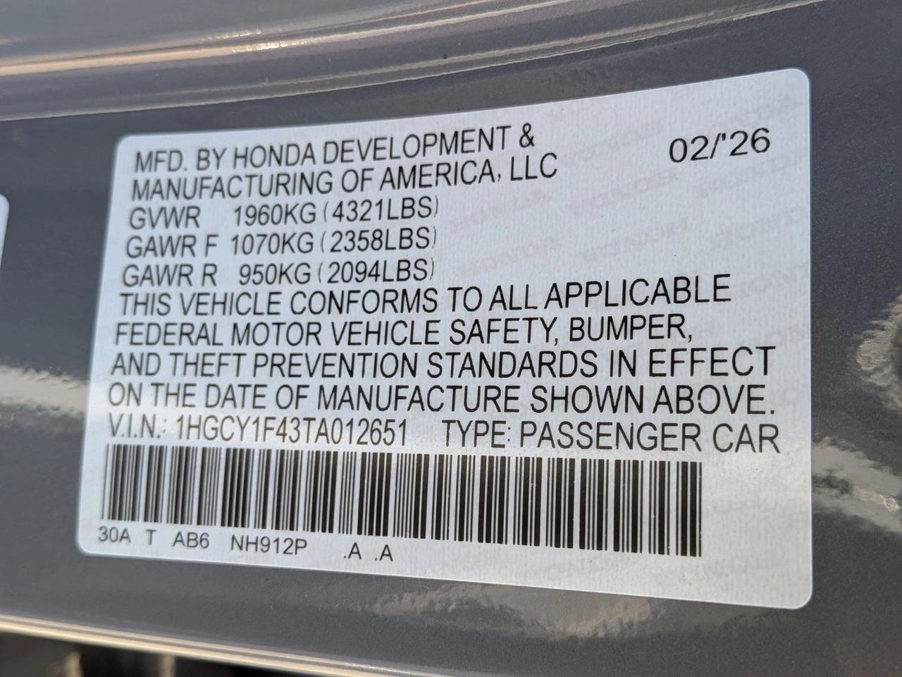 2026 Honda Accord Sedan SE Roseville CA