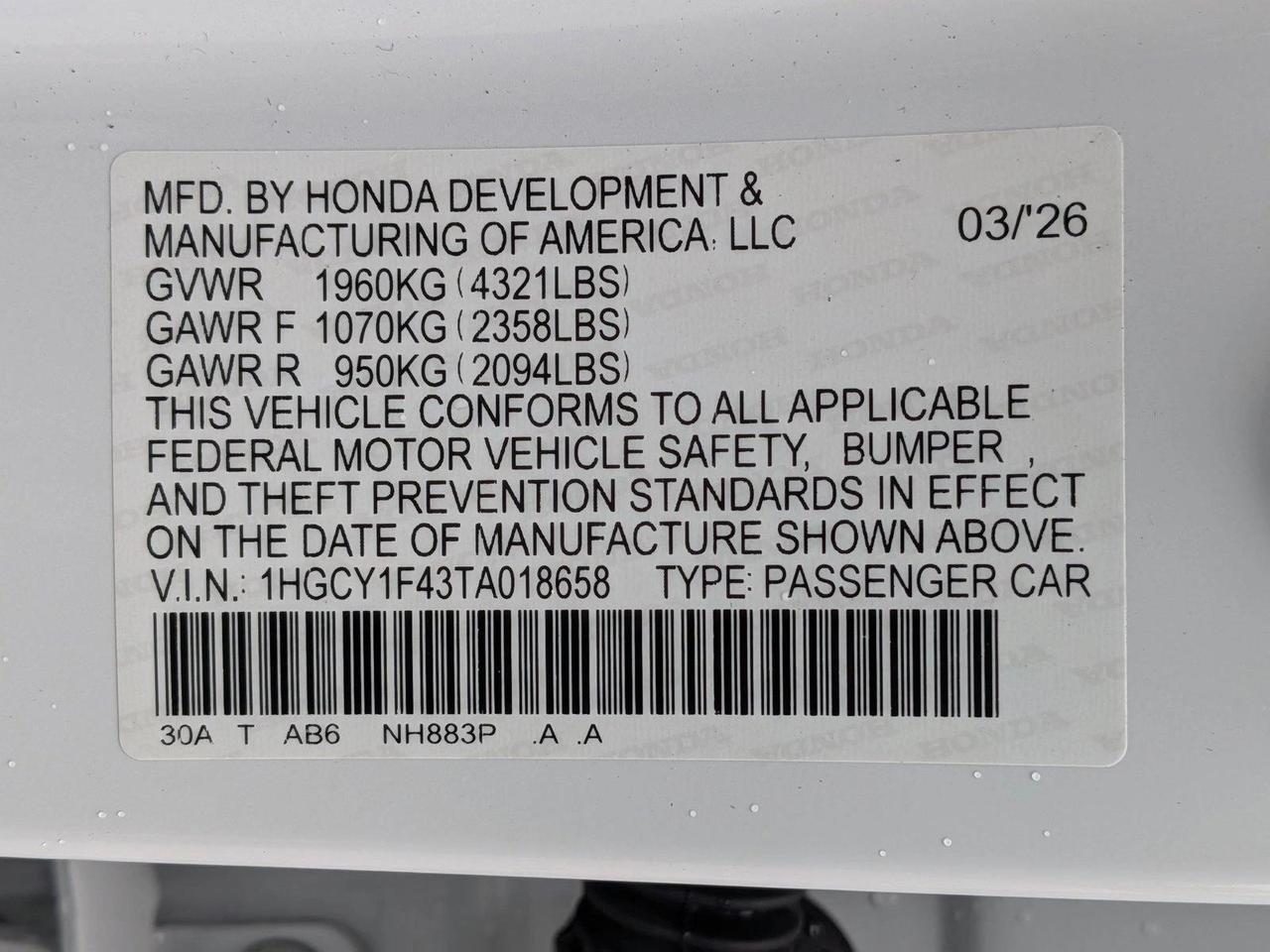 2026 Honda Accord Sedan SE Roseville CA