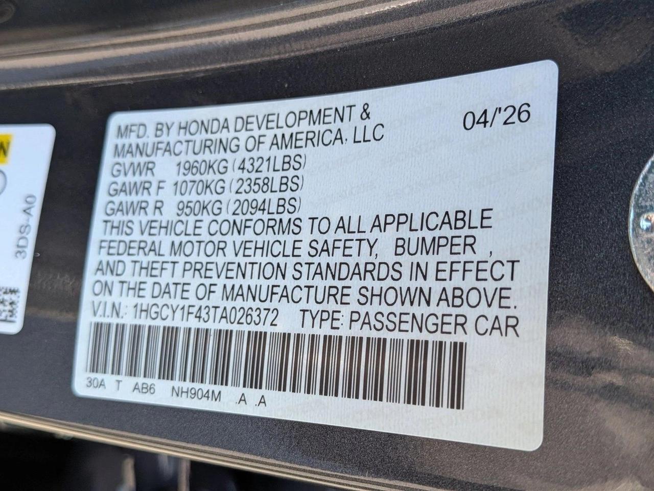 2026 Honda Accord Sedan SE Roseville CA