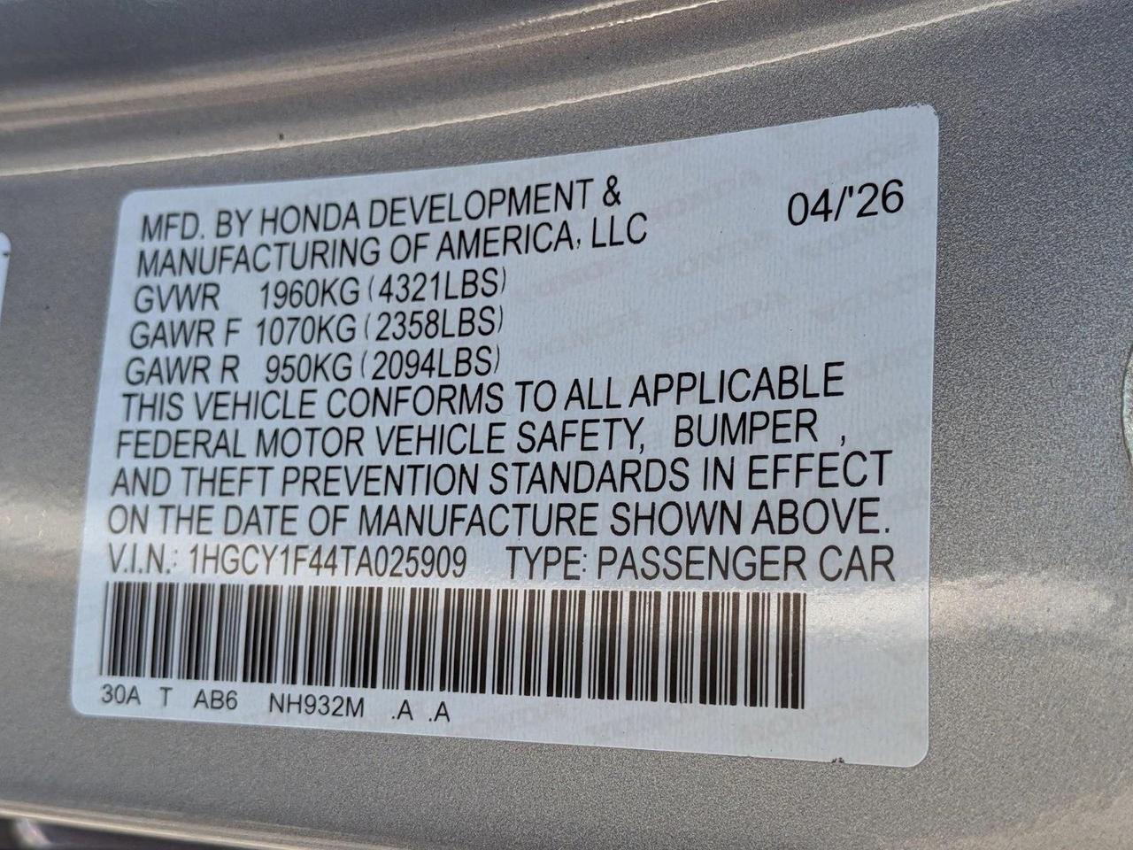 2026 Honda Accord Sedan SE Roseville CA