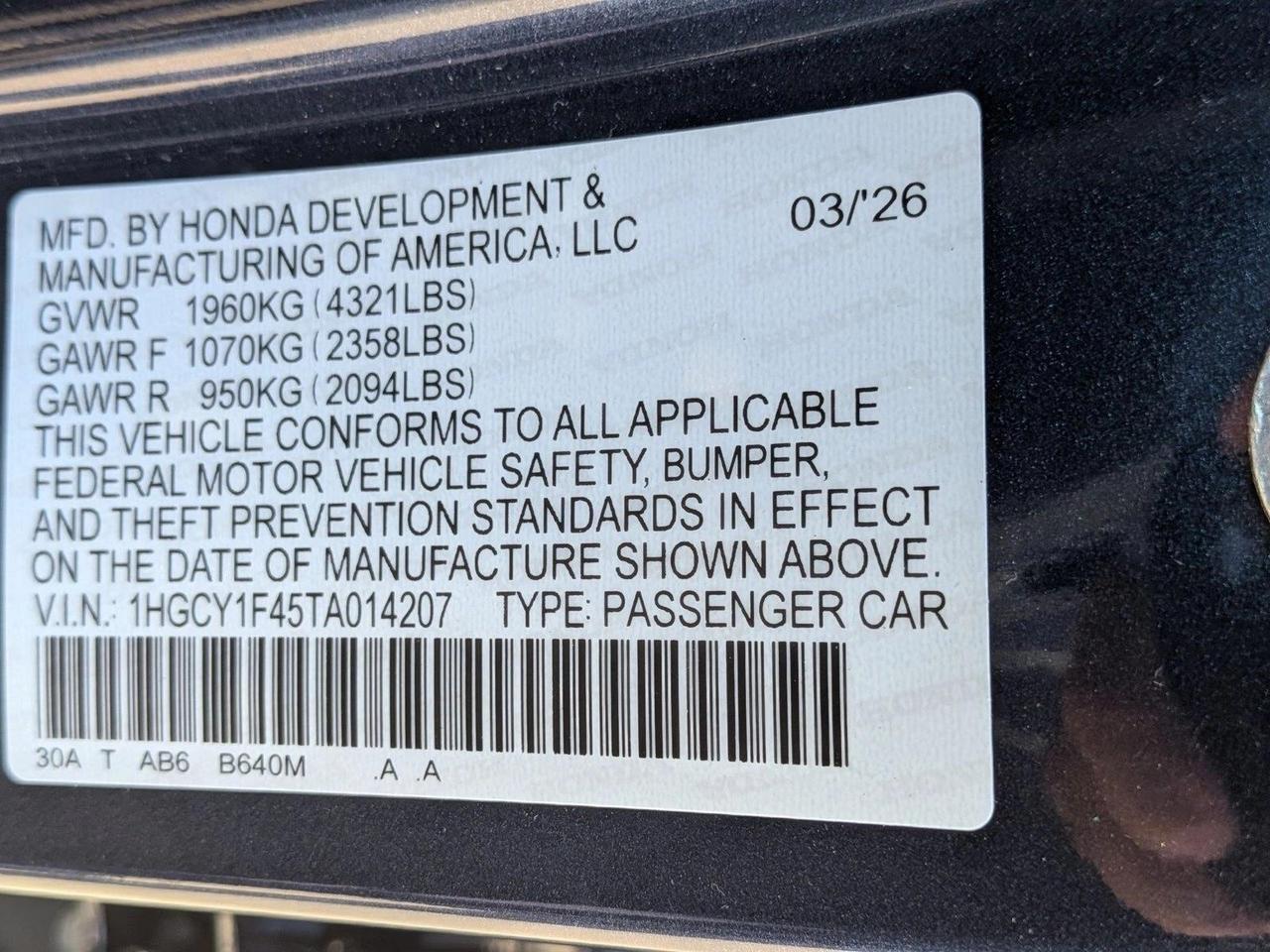 2026 Honda Accord Sedan SE Roseville CA