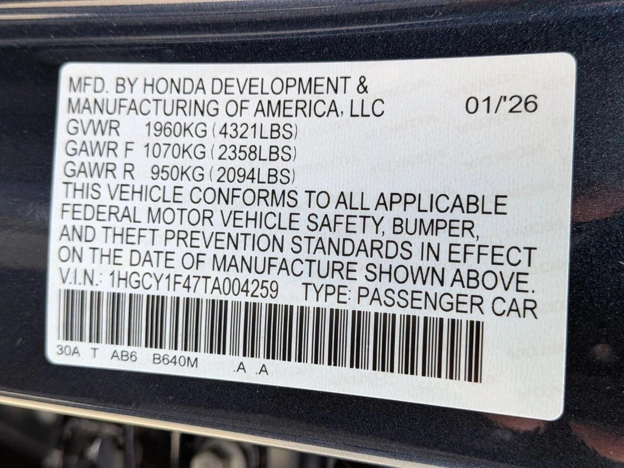 2026 Honda Accord Sedan SE Roseville CA