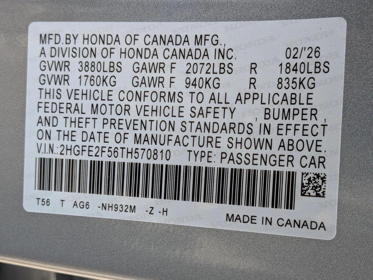 2026 Honda Civic Sedan Sport Roseville CA