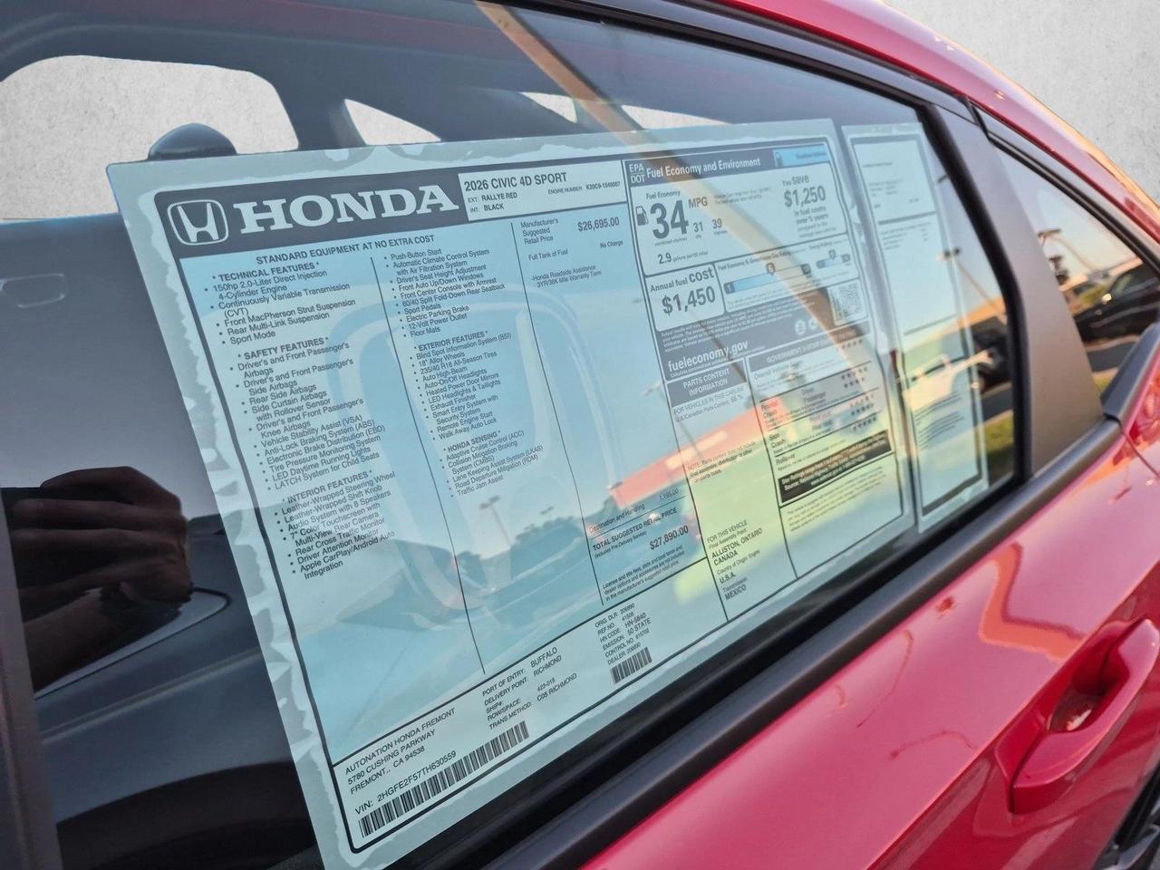 2026 Honda Civic Sedan Sport Roseville CA