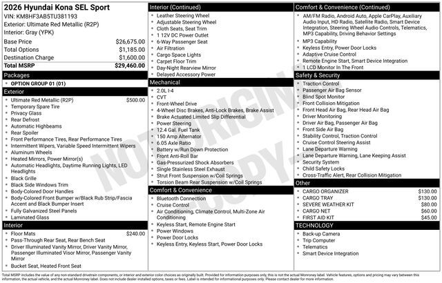 2026 Hyundai Kona SEL Sport Raleigh NC