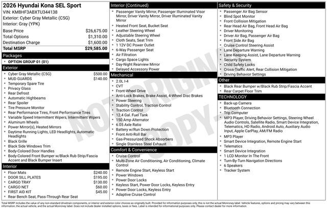 2026 Hyundai Kona SEL Sport Raleigh NC