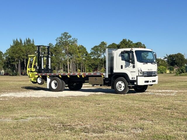 2026 Isuzu FVR 22' Aluminum Flatbed with 4,000 lbs. Truck Mounted Fork Lift