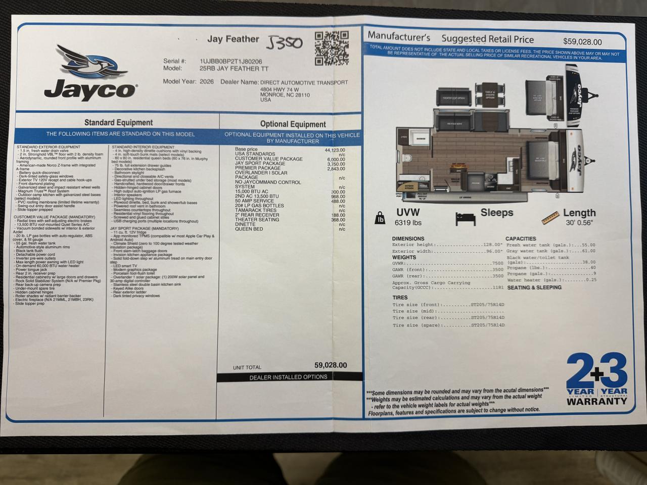 2026 JAYCO JAY FEATHER 25RB Monroe NC