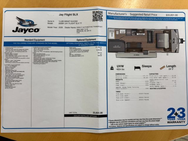 2026 JAYCO JAY FLIGHT 260BH Monroe NC