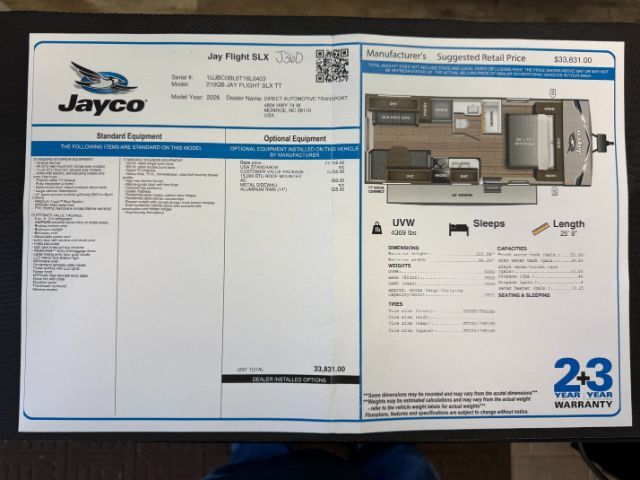 2026 JAYCO JAY FLIGHT SLX 210QB Monroe NC