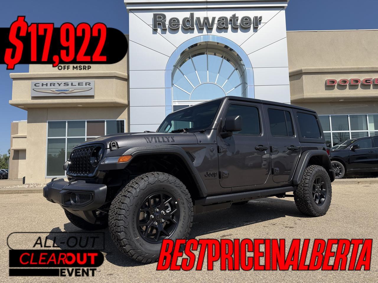 2026 Jeep Wrangler Willys 4 Door 4x4 | 33IN Off Road Tires | Uconnect 5 | Off Road Plus Mode | V6 Engine