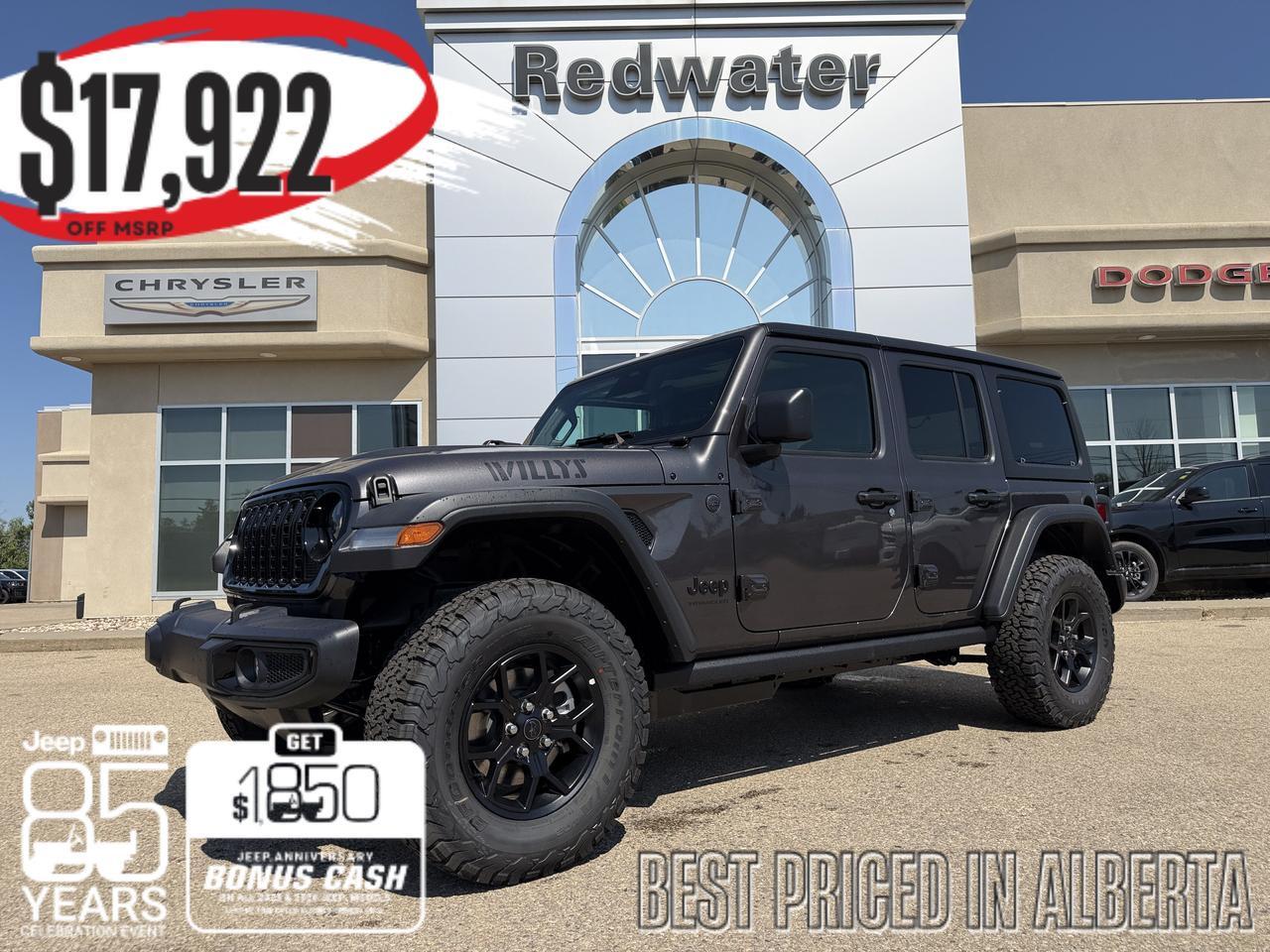 2026 Jeep Wrangler Willys 4 Door 4x4 | 33IN Off Road Tires | Uconnect 5 | Off Road Plus Mode | V6 Engine