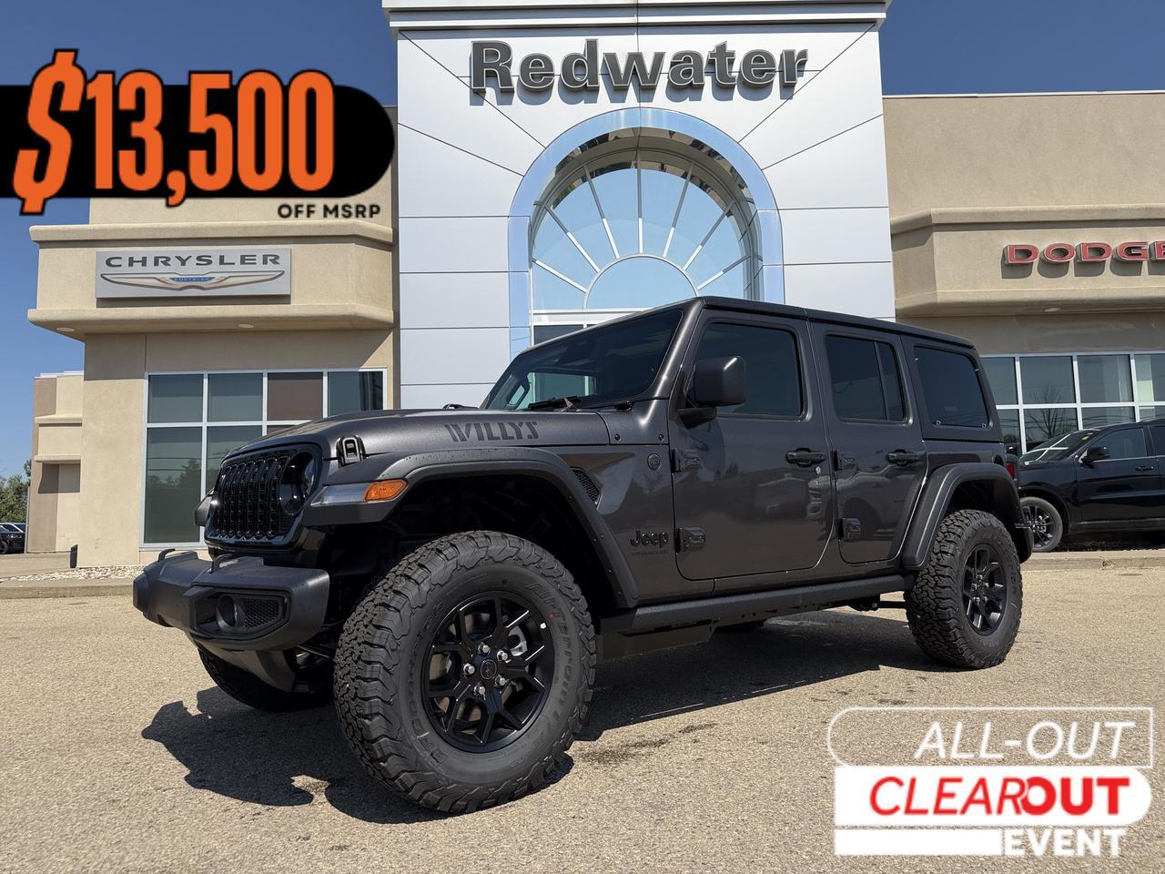 2026 Jeep Wrangler Willys 4 Door 4x4 | 33IN Off Road Tires | Uconnect 5 | Off Road Plus Mode | V6 Engine