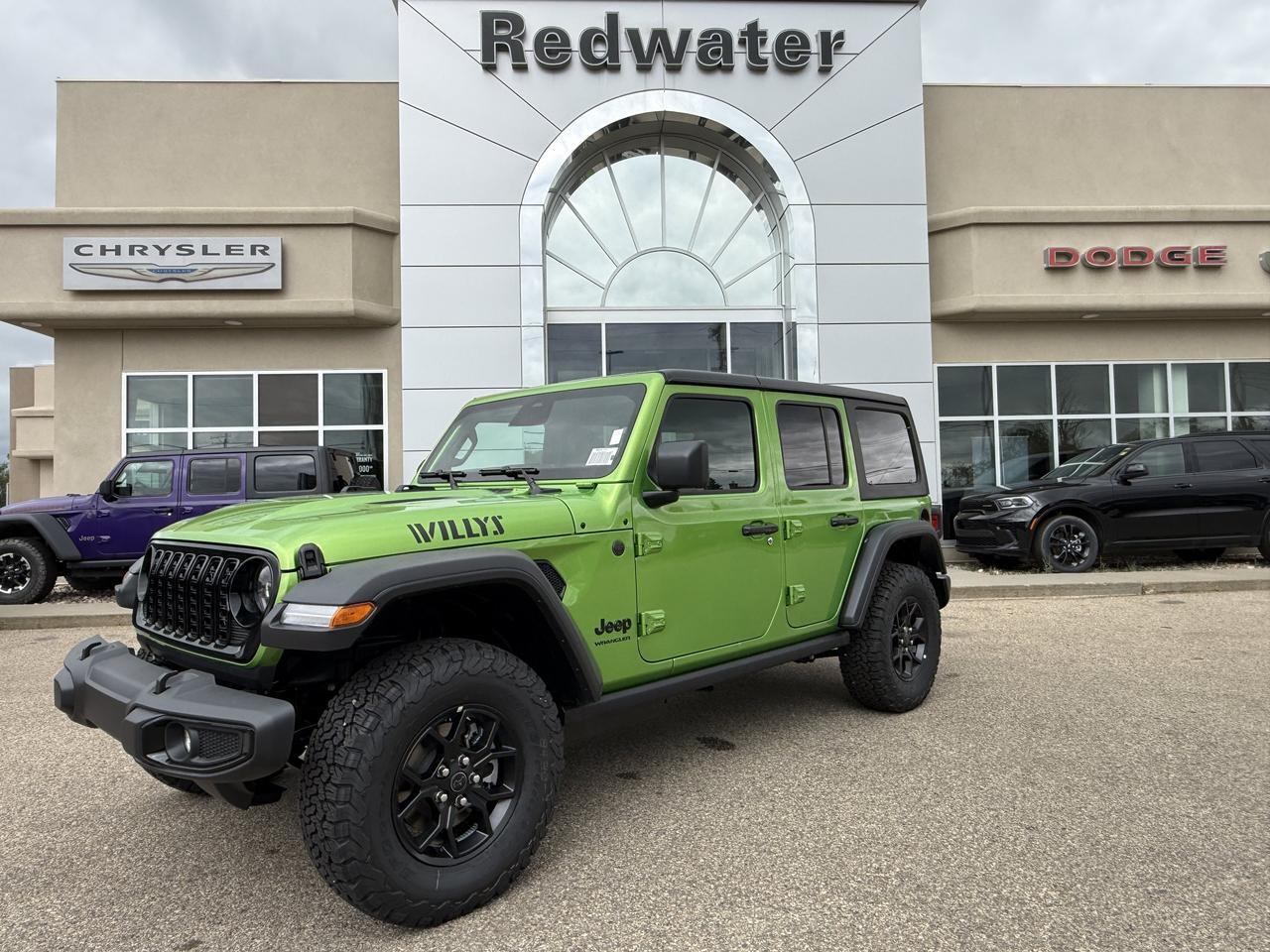 2026 Jeep Wrangler Willys 4x4 | V6 Pentastar | Mojito | Black Leather | Black Freedom 3 Piece Hardtop | 12IN Display