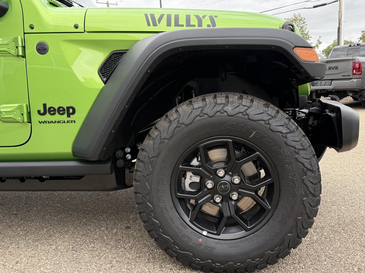 2026 Jeep Wrangler Willys 4x4 | V6 Pentastar | Mojito | Black Leather | Black Freedom 3 Piece Hardtop | 12IN Display Redwater AB