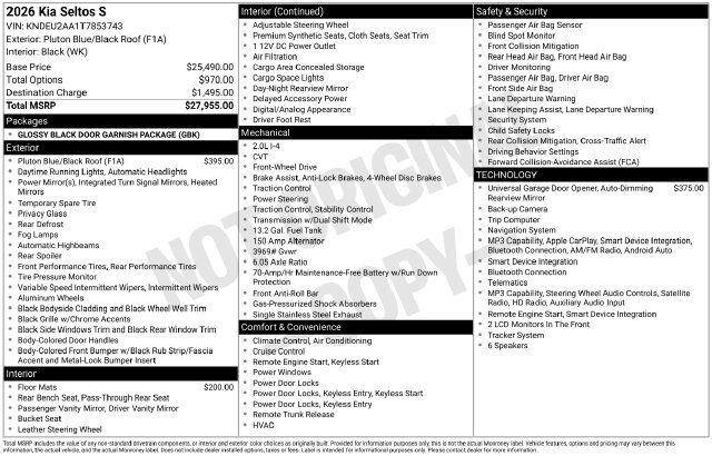 2026 Kia Seltos S Raleigh NC