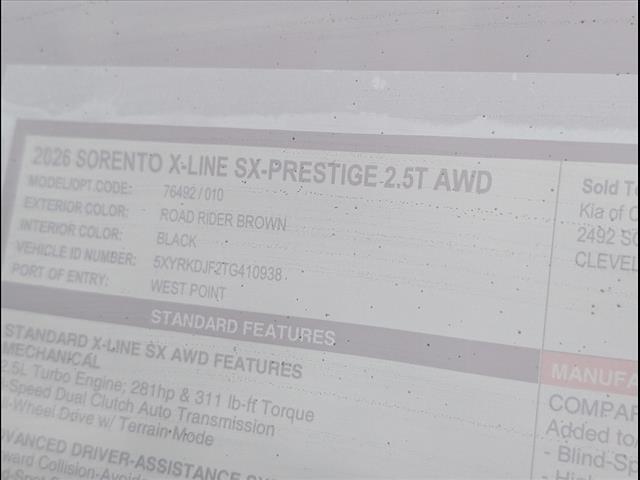 2026 Kia Sorento X-Line SX Prestige AWD Chattanooga TN